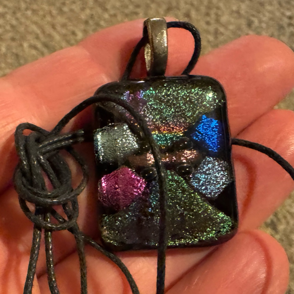 Murano Style Multicolor Pendant Necklace vintage